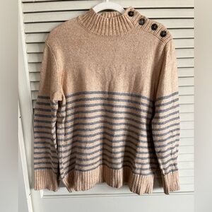 Women’s Striped Tan and Gray Sweater, size L